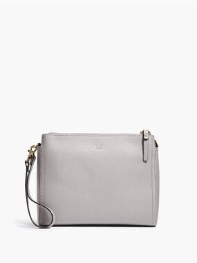Lo & Sons Pearl Saffiano Leather Silver Gray Crossbody Versatile Bag NWOT